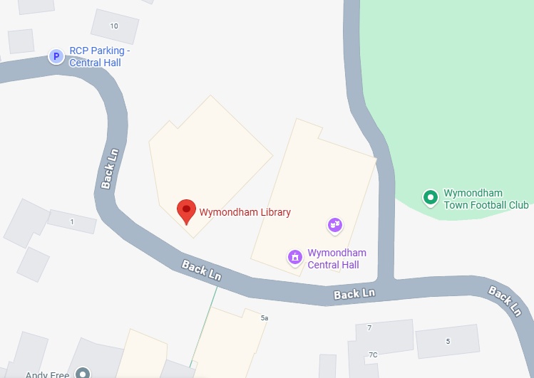 Map showing Wymondham Library